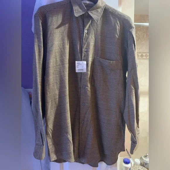 PLAID SHIRT NWT Plaid Button Down Men Flannel Shirt Perry Ellis